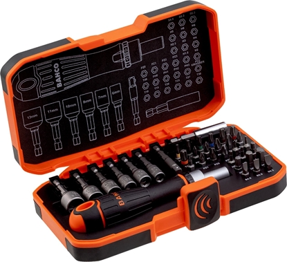 Изображение Bahco Zestaw bitów 1/4" paskich/Phillips/Pozidriv/TORX/szecioktnych i uchwyt wkrtaka grzechotkowego - 36 szt. BAHCO