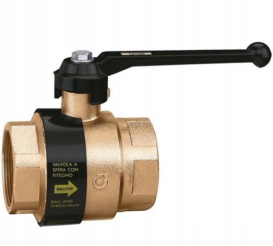 Изображение BALLSTOP - Zawór kulowy z wbudowanym zaworem zwrotnym do wody uytkowej 1 1/2 uchwyt dwigniowy