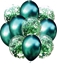 Изображение Balony metaliczne + konfetti 10szt 33cm ziele