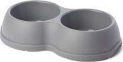 Изображение Barry King Miska plastikowa podwójna dla psów i kotów L, 1,2L, szara, 35x20cm,