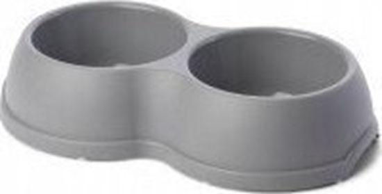 Изображение Barry King Miska plastikowa podwójna dla psów i kotów L, 1,2L, szara, 35x20cm,