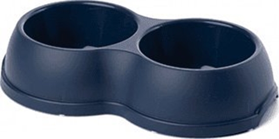Изображение Barry King Miska plastikowa podwójna dla psów i kotów M, 0,5L, granatowa, 26x15cm,