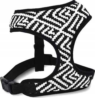 Изображение Barry King Szelki dla psa, z wytrzymaej tkaniny, wzór aztecki, biao-czarne paski, max. Obw. Szyi 35cm, obw. Klatki 40-52cm
