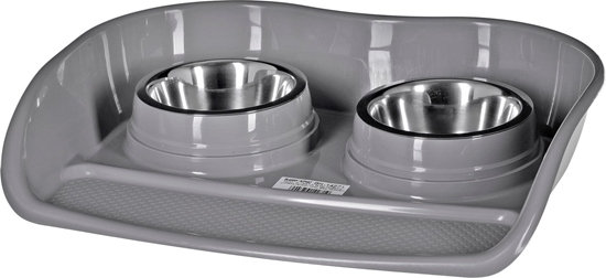 Picture of Barry King Zestaw: 2x miska 0,4L ze stali nierdzewnej + podkadka dla psów i kotów, szary, 46x35x9cm