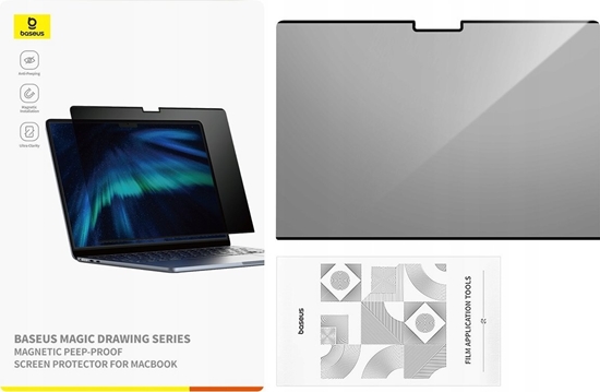 Изображение Baseus Szko hartowane Baseus Magic Drawing dla MacBook Air 15.3" (2023/2024) + zestaw czyszczcy (przeroczysty)