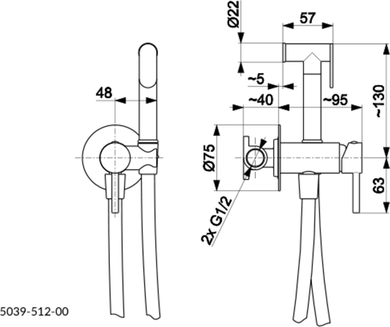 Изображение Bateria bidetowa KFA Moza podtynkowa chrom (5039-512-00)