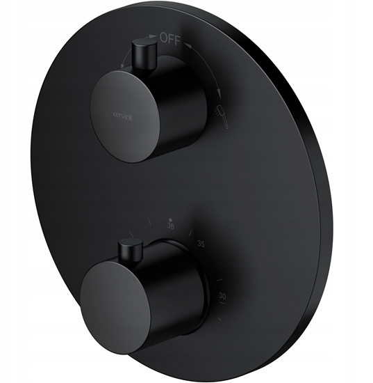 Picture of Bateria prysznicowa Cersanit (baterie wannowo-prysznicowe podtynkowe) Bateria wannowo-natryskowa termostatyczna podtynkowa ZEN czarna, z boksem (S951-567)