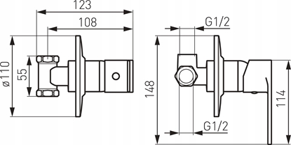 Изображение Bateria prysznicowa Ferro BAT. ALGEO NATRYSKOWA PODTYNKOWA 1-FUNKCYJNA FERRO // BF.BAG7PA