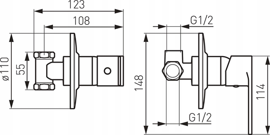 Изображение Bateria prysznicowa Ferro BAT. ALGEO NATRYSKOWA PODTYNKOWA 1-FUNKCYJNA FERRO // BF.BAG7PA