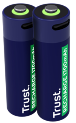 Изображение Baterijas Trust USB-C Rechargeable AA Batteries 2pack
