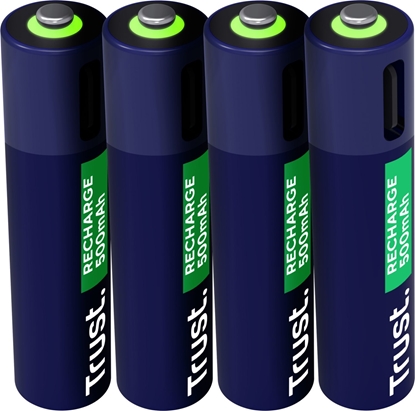 Attēls no Baterijas Trust USB-C Rechargeable AAA Batteries 4pack