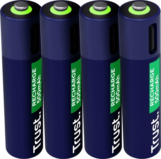 Изображение Baterijas Trust USB-C Rechargeable AAA Batteries 4pack