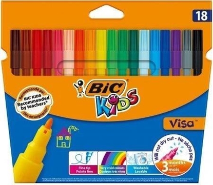 Attēls no Bic BIC Kids Visa Farvetusser Tynd Spids  Assorterede Farver, 18 stk. 12x200x177mm (18stk)