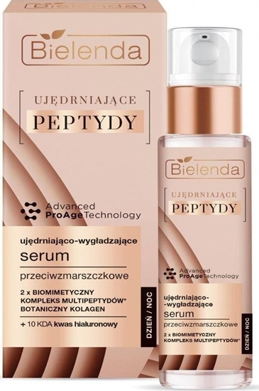 Изображение Bielenda Ujdrniajce Peptydy ujdrniajco-wygadzajce serum przeciwzmarszczkowe na dzie i noc 30ml