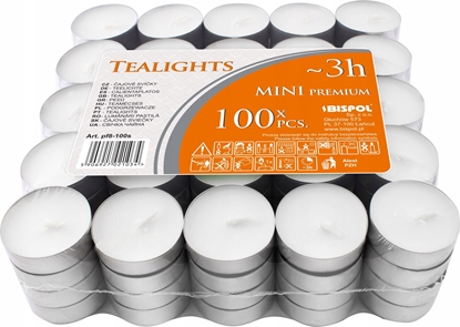 Attēls no Bispol Podgrzewacze bezzapachowe tealight BISPOL 3H MINI 100szt.