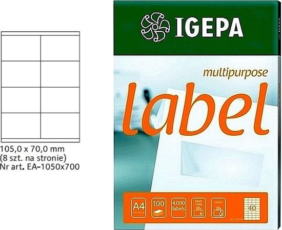 Picture of Biurfol ETYKIETY A4 IGEPA 105 X 70.0 MM BIAE (100)