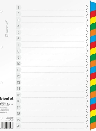 Picture of Biurfol Przekadki kartonowe Biurfol A4 20 kart