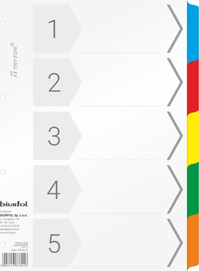 Picture of Biurfol Przekadki kartonowe Biurfol A4 5 kart
