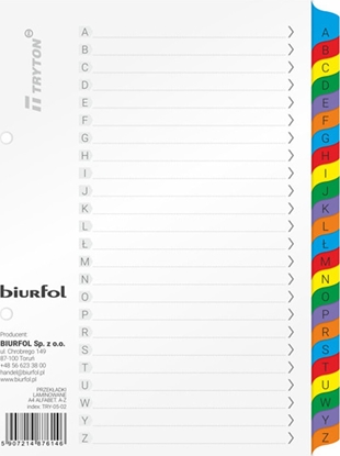 Picture of Biurfol Przekadki kartonowe Biurfol A5 A-Z alfabetyczne