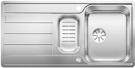 Picture of BLANCO CLASSIMO 6 S-IF stal polerowana odwracalny, korek auto., PushControl, InFino, odsczarka stalowa