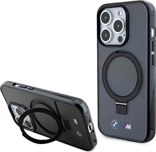 Изображение BMW BMHMP15LURSK iPhone 15 Pro 6.1" czarny/black hardcase Ring Stand M Collection MagSafe