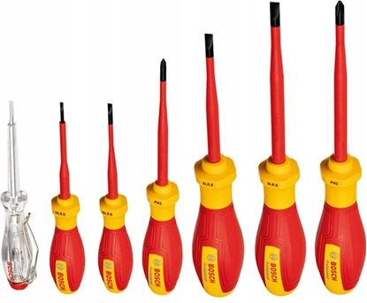 Изображение Bosch Bosch VDE screwdriver set PH/SL Professional, 7-piece (red/yellow, 6 VDE screwdrivers, phase tester SL3)