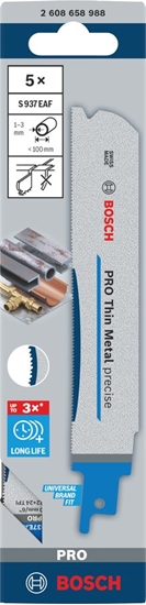 Изображение BOSCH BRZESZCZOT DO PIY SZABLASTEJ PRO THIN METAL PRECISE S937EAF 1,1 x 25 x 150mm /5szt.