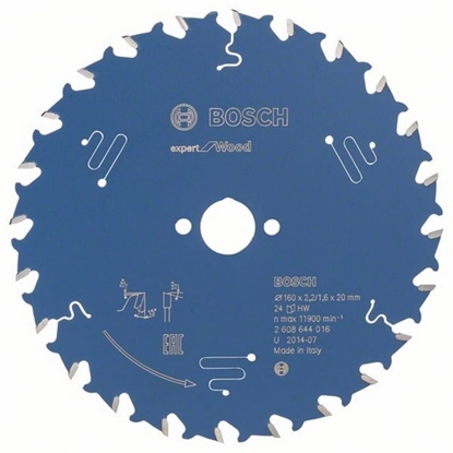 Attēls no Griešanas disks Bosch Expert for Wood 2608644016; 160x20 mm; Z24