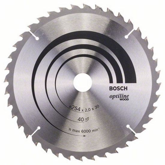 Picture of Griešanas disks kokam Bosch OPTILINE WOOD; 254x2x30,0 mm; Z40; 10°