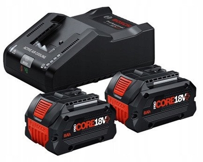 Attēls no BOSCH. BATTERY 18V 8.0Ah PROCORE18V+ 2pcs. + CHARGER GAL 18V-160