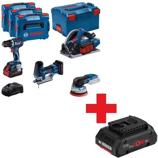 Изображение BOSCH.COMBO KIT 18V (GSR 18V-90C + GKT 18V-52GC + GST   18V-155 SC + GEX 18V-125) 1xPC4,0Ah 2xPC5,5Ah ...