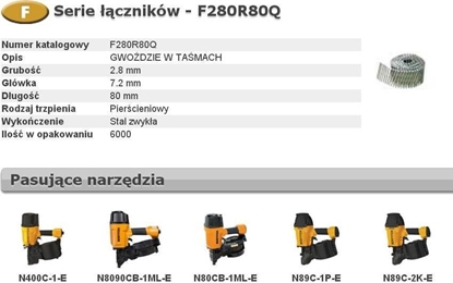 Attēls no Bostitch BOSTITCH GWODZIE F 2,80 x 80mm RING 6000szt. F280R80Q BCHF280R80Q