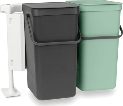 Attēls no Brabantia Sort & Go Waste Bin 2 x 16 L Dark Grey & Jade Green