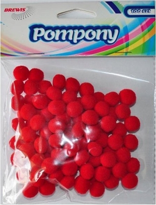 Изображение BREWIS Pompony POM20 1cm czerwone 100szt