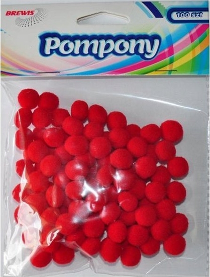 Изображение BREWIS Pompony POM20 1cm czerwone 100szt