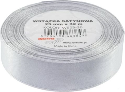 Изображение BREWIS Wstka satynowa 25mm/32mm kolor 36 srebrny Brewis
