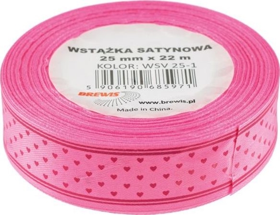 Picture of BREWIS Wstka satynowa serca 25mm kolor 1 Brewis