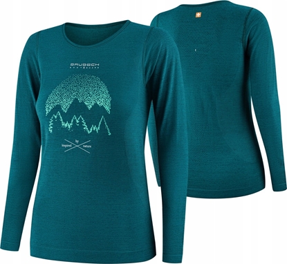 Attēls no Brubeck LS1415W Koszulka damska z dugim rkawem OUTDOOR WOOL PRO zielony M - GÓRY 13