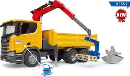 Picture of Bruder BRUDER Scania Super 560R Baustellen-LKW mit Kran und 2 Paletten