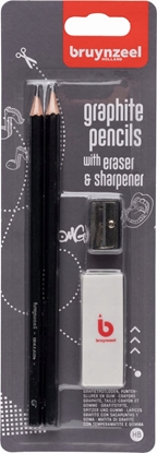 Picture of BRUYNZEEL SAKURA Bruynzeel Graphite pencil set | 2 HB graphite pencils + sharpener & eraser