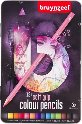 Изображение BRUYNZEEL SAKURA Bruynzeel Soft grip colour pencil tin light | 12 colours