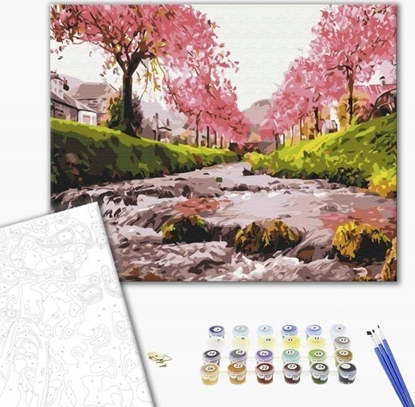 Picture of BRUSHME Malowanie po numerach BRUSHME, 40x50 cm, rzeka przy sakurze, 1 szt.