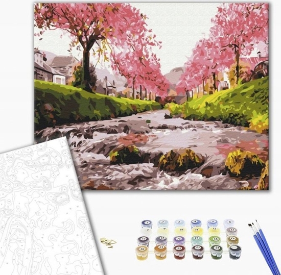 Picture of BRUSHME Malowanie po numerach BRUSHME, 40x50 cm, rzeka przy sakurze, 1 szt.