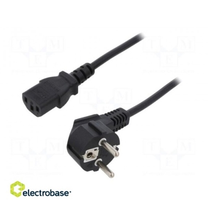 Изображение Cable; CEE 7/7 (E/F) plug angled,IEC C13 female; PVC; 1.2m; 10A