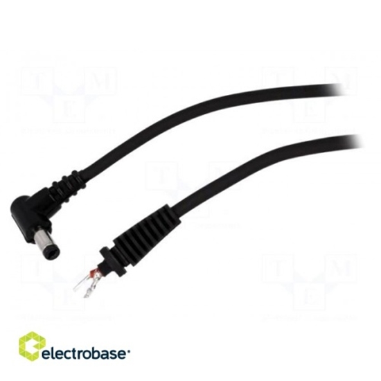 Изображение Cable; wires,DC 5,5/2,1 plug; angled; 1mm2; black; 1.5m; -20÷70°C