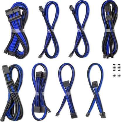 Изображение CableMod C-Series Pro ModMesh Sleeved 12V-2x6 12VHPWR Dual StealthSense Cable Kit for Corsair RMi, RMx (Black Label) - schwarz/blau