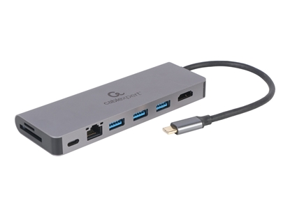 Изображение Cablexpert A-CM-COMBO5-05 USB Type-C 5-in-1 multi-port adapter (Hub + HDMI + PD + card reader + LAN) |