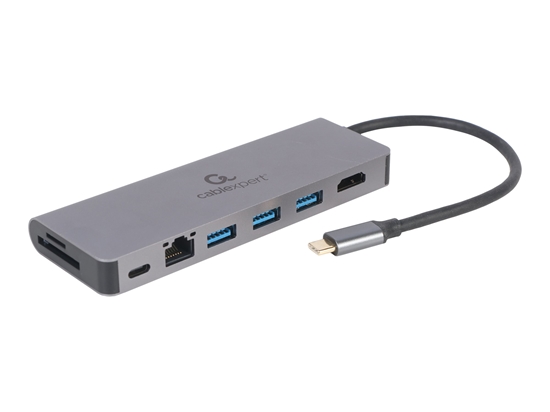 Изображение Cablexpert A-CM-COMBO5-05 USB Type-C 5-in-1 multi-port adapter (Hub + HDMI + PD + card reader + LAN) |
