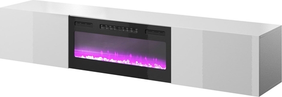 Picture of Cama Meble Szafka RTV SLIDE 200K z kominkiem elektrycznym 200x40xH37 caa w biaym poysku