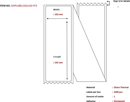 Изображение Capture Capture SHIPLABEL102X192-FF2 etykiet do nadruku
